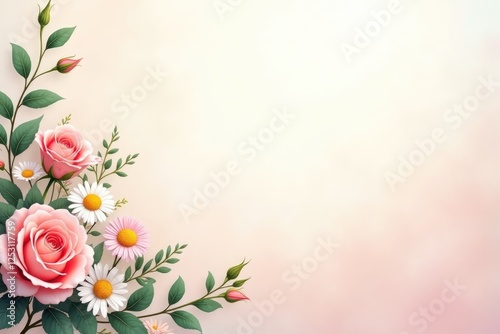 background with beautiful different flowers with a place for text