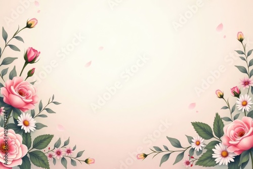 background with beautiful different flowers with a place for text