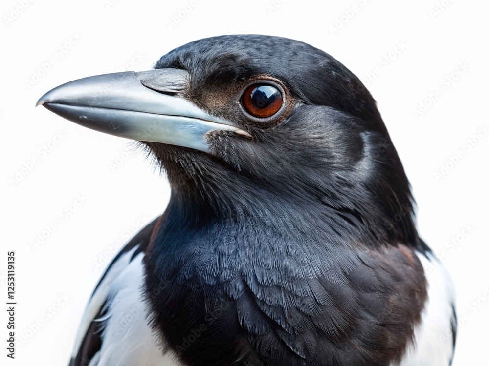 Pied Butcherbird Portrait: Striking Black and White Australian Bird Close-Up Pied Butcherbird Portrait: Striking Black and White Australian Bird Close-Up
