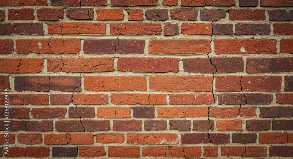 Close-up view of a weathered brick wall showcasing cracks and texture, ideal for backgrounds Close-up view of a weathered brick wall showcasing cracks and texture, ideal for backgrounds