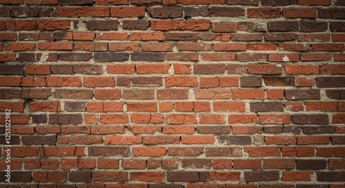 Textured red brick wall showcasing a rustic urban aesthetic with varying brick patterns