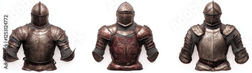 Medieval knight armor set, isolated on a transparent background.  file, cut out