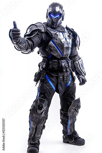 A selfie of a knight in armor featuring a blue heraldic cloak