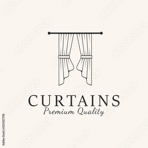 curtain line art logo vector design illustration.