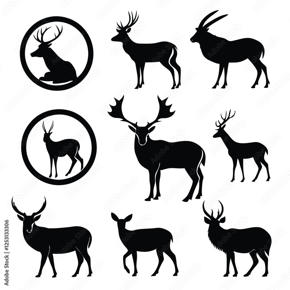 Minimalist Wild Animal Silhouette Icons