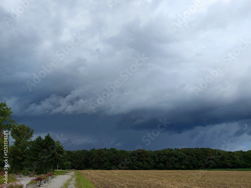 clouds before thunderstorm - gloomy sky at outskirts Maribor