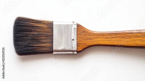 Paint brush with paint on white background. photo