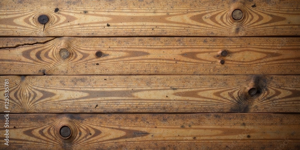 Naklejka premium Rustic Weathered Wood Planks Showing Natural Grain and Knots in a Horizontal Arrangement