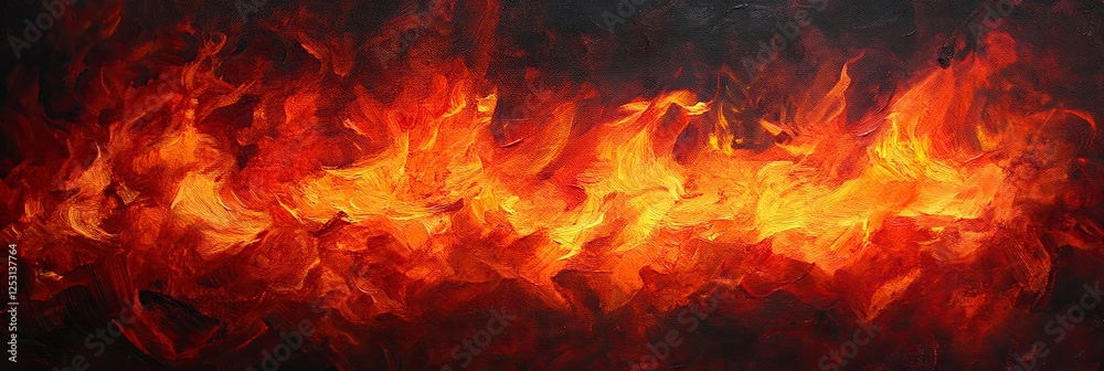 Abstract Fire Painting with Intense Orange and Yellow Flames on Dark Background Abstract Fire Painting with Intense Orange and Yellow Flames on Dark Background
