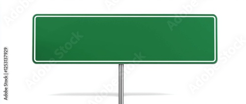 A contemporary, clean AI photograph of a green street sign, isolated on a white background