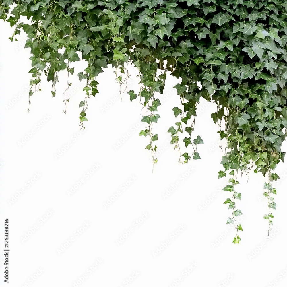 Ivy leaves cascading down against a plain background Ivy leaves cascading down against a plain background