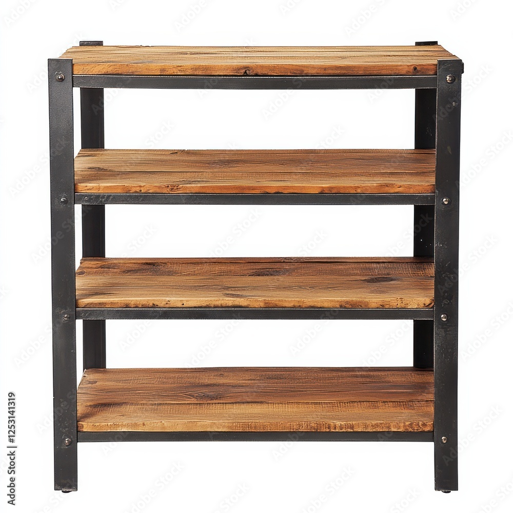Modern Industrial Shelving Unit with Metal and Wood Design Modern Industrial Shelving Unit with Metal and Wood Design