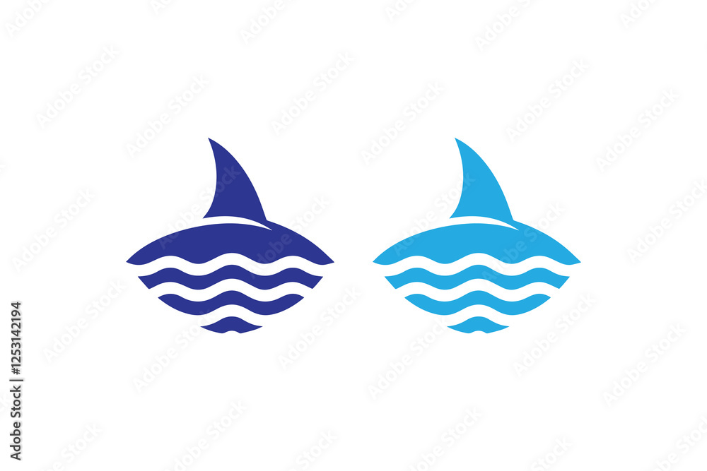Fototapeta premium shark fin icon vector silhouette isolated in white background