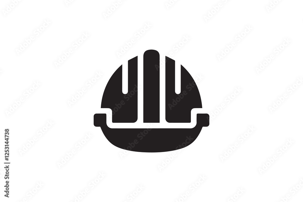 Fototapeta premium construction worker safety helmet icon vector silhouette isolated in white background