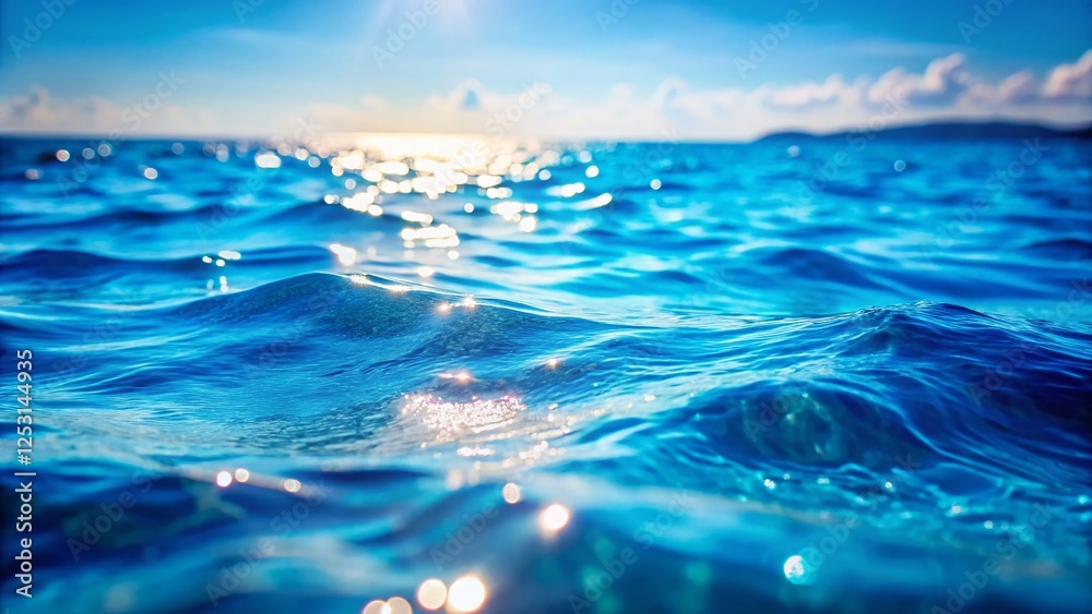 Serene Ocean Water Background: Tranquil Blue Ripple Bokeh Effect Stock Photo Serene Ocean Water Background: Tranquil Blue Ripple Bokeh Effect Stock Photo