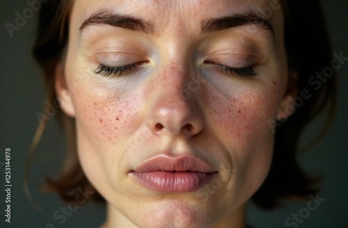 close-up of a woman's face showing the imperfections of age, wrinkles