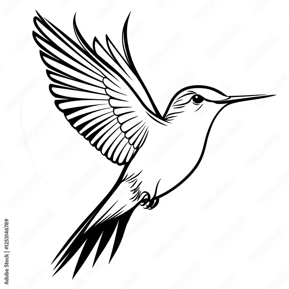 Obraz premium Elegant Hummingbird Decal Design with Detailed Wing Pattern Perfect for Wall Window Door Sticker Vinyl Cut Modern Nature Wildlife Graphics Artistic Art