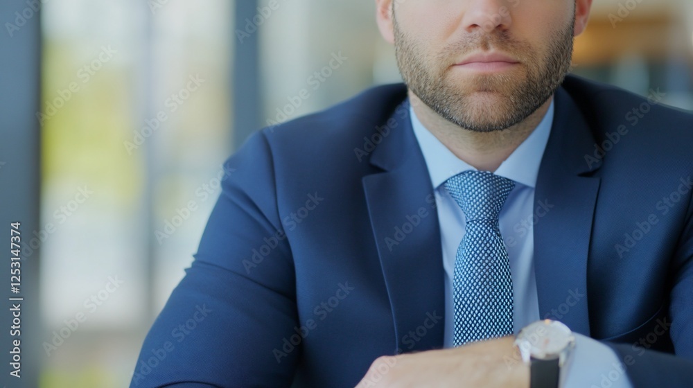 Businessman seated, office background Businessman seated, office background