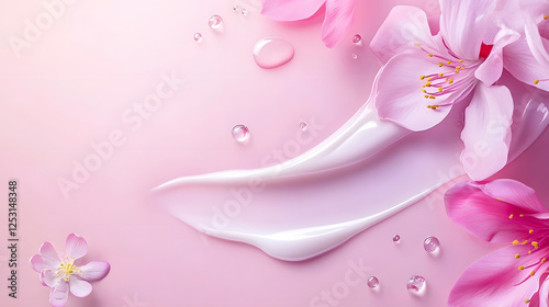 Closeup of a delicate pink flower with soft elegant petals and small water droplets on a natural botanical background  The floral image has a romantic fresh and organic feel