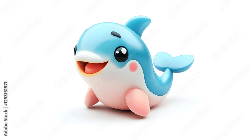 Cute Smiling Cartoon Dolphin Animal Character Cute Smiling Cartoon Dolphin Animal Character