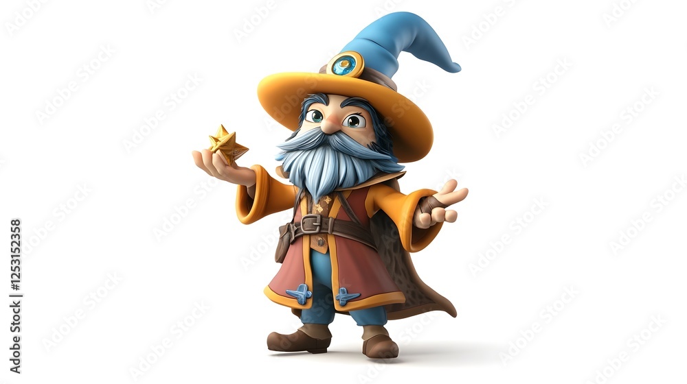 Elderly Wizard with Magical Staff and Ornate Hat in Fantasy Elderly Wizard with Magical Staff and Ornate Hat in Fantasy