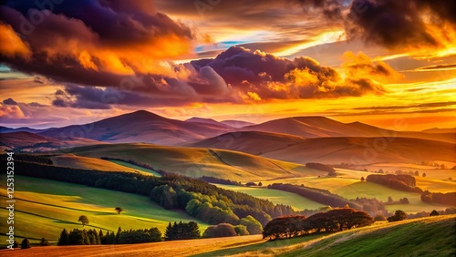 Wallpaper Mural Silhouette of rolling Cheviot Hills at sunset, Anglo-Scottish border landscape Torontodigital.ca