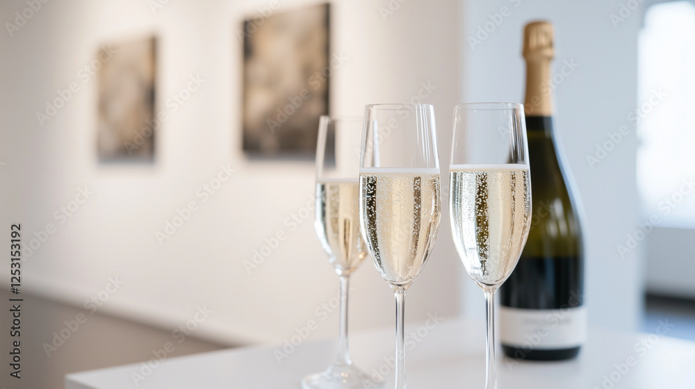 Private Art Gallery Opening with Champagne and Canapés Served Private Art Gallery Opening with Champagne and Canapés Served