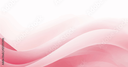 Soft pink wave backround with texture. Abstract stylized motion wavy illustration. Shiny rose lines created using blend tool on white backdrop. Curved smooth stripes. Design template for banner, flyer