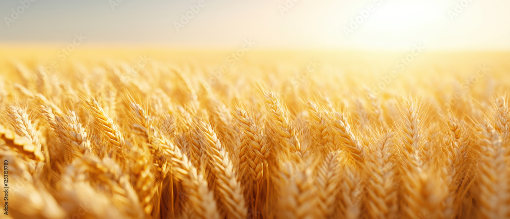 Golden wheat field under bright sun, creating serene and warm atmosphere. endless rows of wheat sway gently in breeze, symbolizing abundance and nature beauty Golden wheat field under bright sun, creating serene and warm atmosphere. endless rows of wheat sway gently in breeze, symbolizing abundance and nature beauty