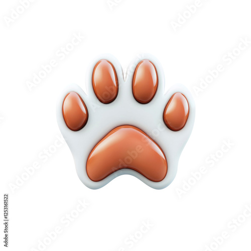 3D Render of a Cute Orange and White Paw Print