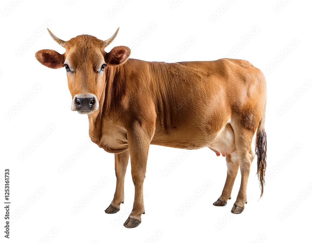 cow with horns isolated on white