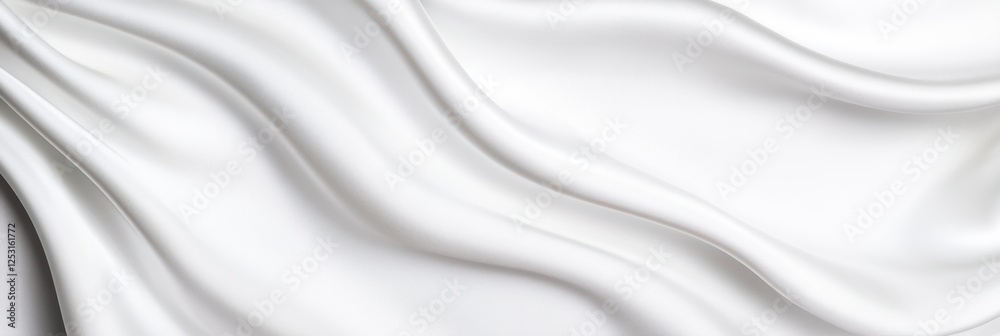 Elegant white silk fabric with smooth flowing folds and soft texture background Elegant white silk fabric with smooth flowing folds and soft texture background