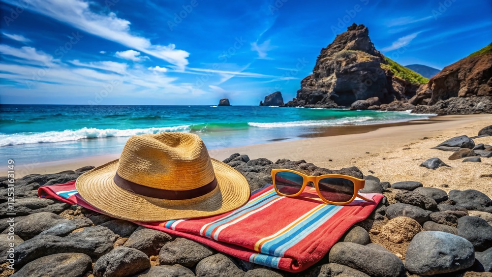 Obraz premium Stunning Roque de Bonanza Beach, El Hierro, Canary Islands: Volcanic Rock Formations and Turquoise Waters