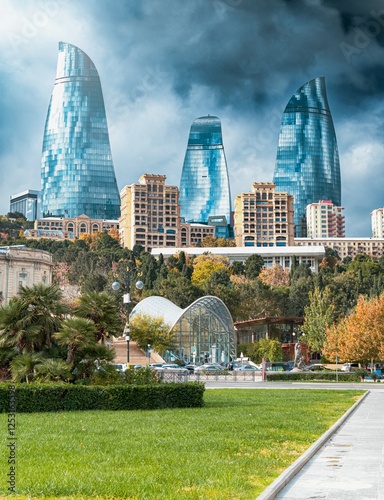 city of baku Flame Tower 