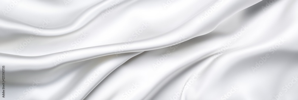 Naklejka premium Elegant white silk fabric with smooth flowing folds and soft texture background