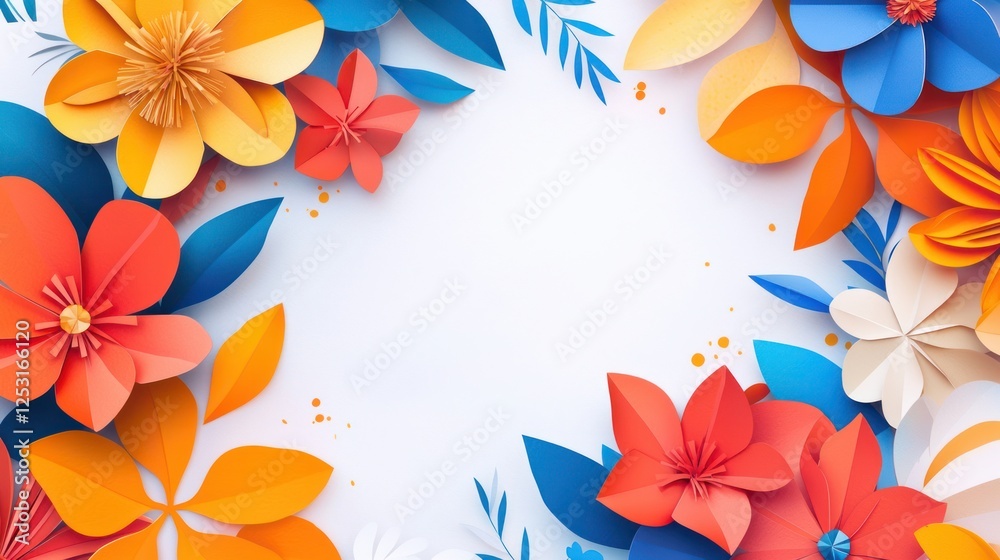 Fototapeta premium Colorful Paper Flowers Creating a Bright and Cheerful Background