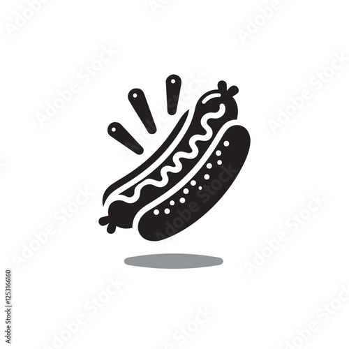  Hot Dog Icon, Vector Illustration On White Background. Abstract Black Food Icon Design For Bending, Websites, Online.	
