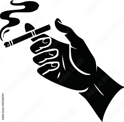Smoke break. Cigarette in hand in vintage style.vector