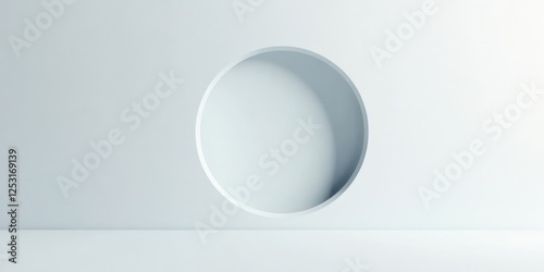Minimalist Oval Niche in a Light-Colored Wall Perfect for Product Display or Abstract Background
