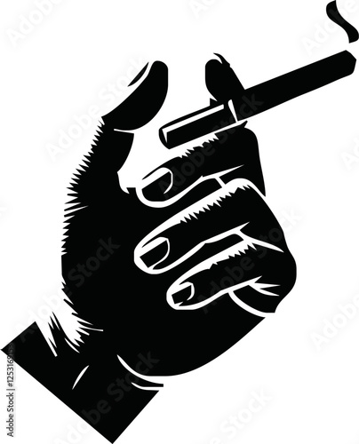 Smoke break. Cigarette in hand in vintage style.vector