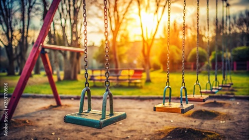 Lonely Swing Set: Empty Playground, Social Isolation, Anhedonia photo