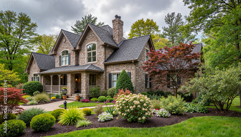 Charming stone house amidst lush garden, inviting serenity Charming stone house amidst lush garden, inviting serenity