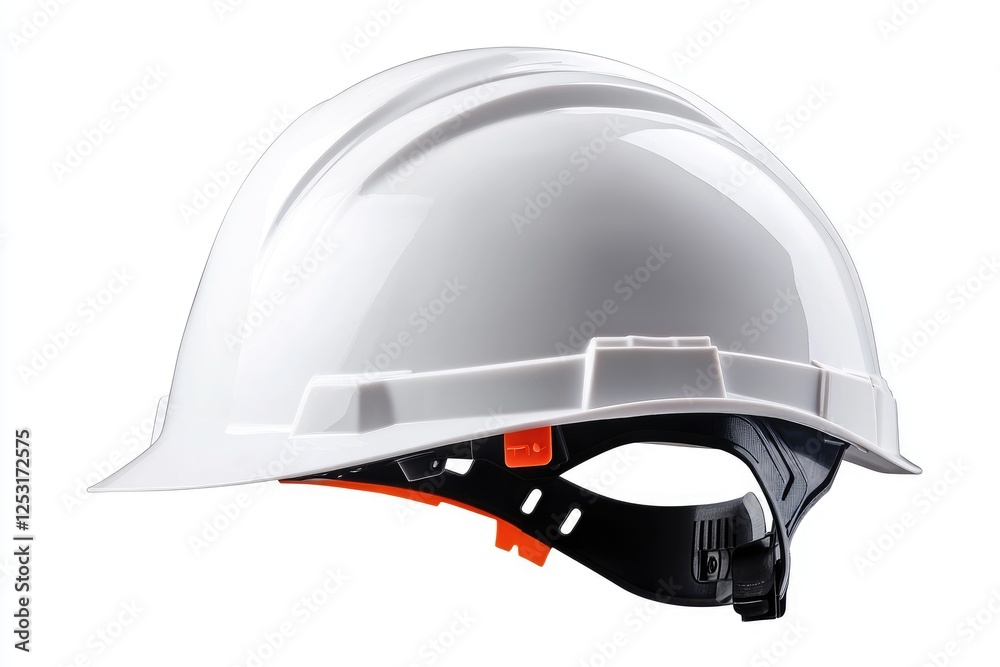 Fototapeta premium High-Quality White Safety Helmet with Adjustable Strap for Construction Worker Protection in Industrial Settings