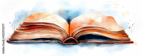 Open book, watercolor art, magic, fantasy