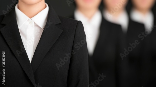 Businesswomen in formal attire, standing in a row photo