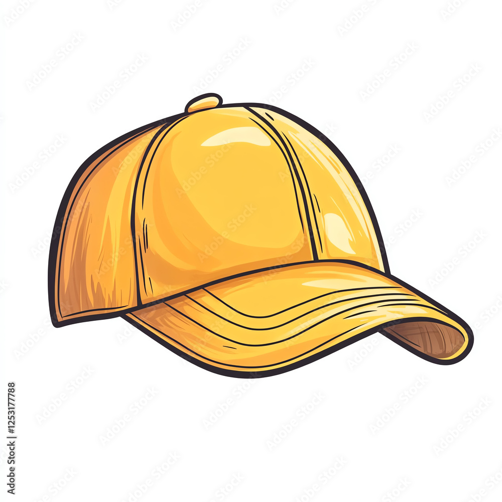 Fototapeta premium A vibrant yellow cap with a classic design. This stylish accessory is perfect for outdoor activities, casual outings, or sports events, adding a pop of color to any outfit.