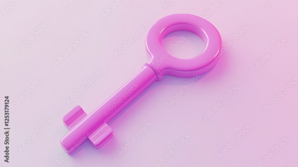 Vibrant Pink Geometric Key Shape on Pastel Color Backdrop for Fashion and Lifestyle Trends Vibrant Pink Geometric Key Shape on Pastel Color Backdrop for Fashion and Lifestyle Trends