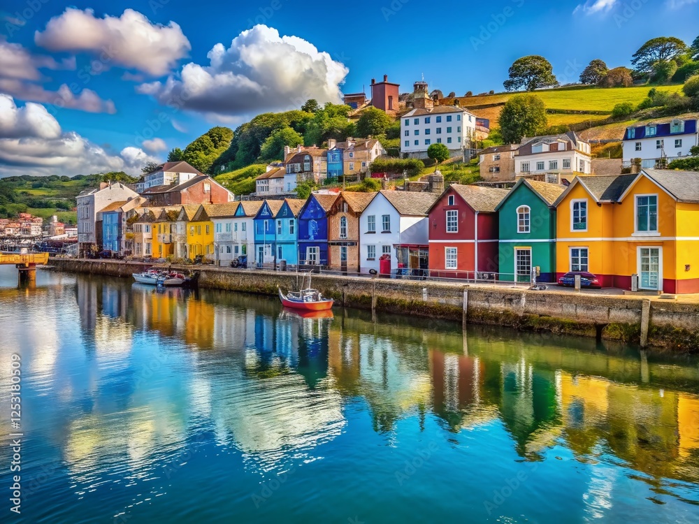 Teignmouth Quay Estuary, Devon Coastline, Seaside Houses, English Riviera, May 2023 - Stock Photo Teignmouth Quay Estuary, Devon Coastline, Seaside Houses, English Riviera, May 2023 - Stock Photo