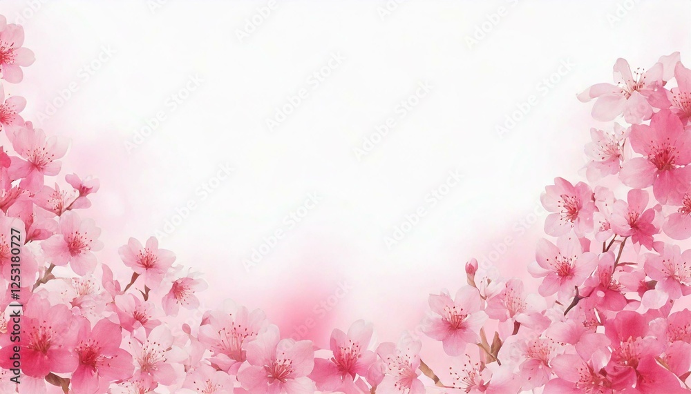 水彩の透明感のある満開の桜の花フレーム 入学入社新生活背景コピースペース 水彩の透明感のある満開の桜の花フレーム 入学入社新生活背景コピースペース