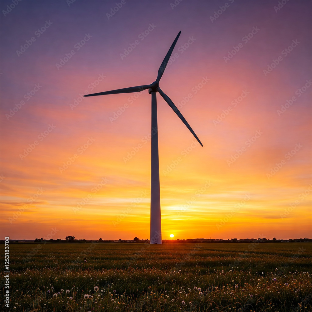 Obraz premium wind turbines at sunset